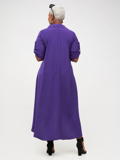 Vivo Yumi High Low Shirt Dress - Purple - Shopzetu