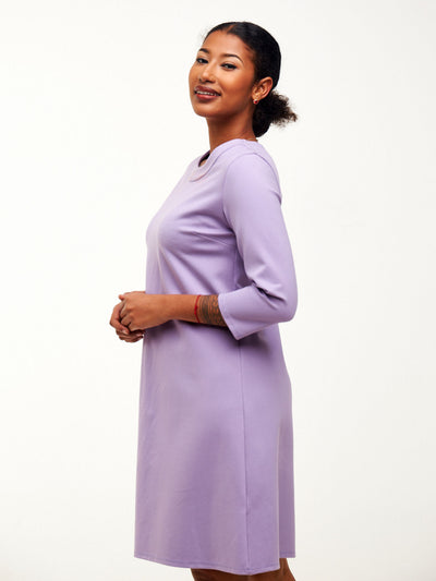 Vivo Jema 3/4 Sleeve A-Line Dress - Lilac