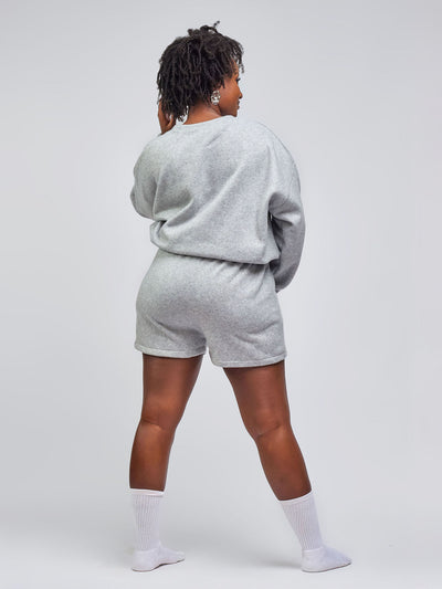 Zia Africa “Cozy it Up” Short & Sweatshirt Set - Smoky Grey