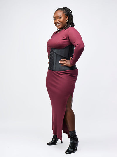 Zia Africa"Bailey"Maxi Bodycon Dress - Burgundy