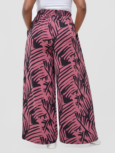 Vivo Ayla Crepe Pants - Dusty Pink / Black Lala Print - Shopzetu