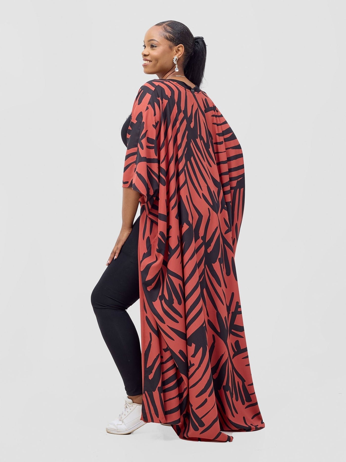 Vivo Ayla Maxi Kimono Rust / Black Lala Print - Shopzetu