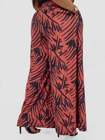 Vivo Ayla Crepe Pants - Rust / Black Lala Print - Shopzetu