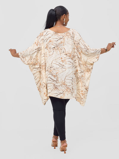 Basic Liv Chiffon Top - Cream / Brown Poni Print