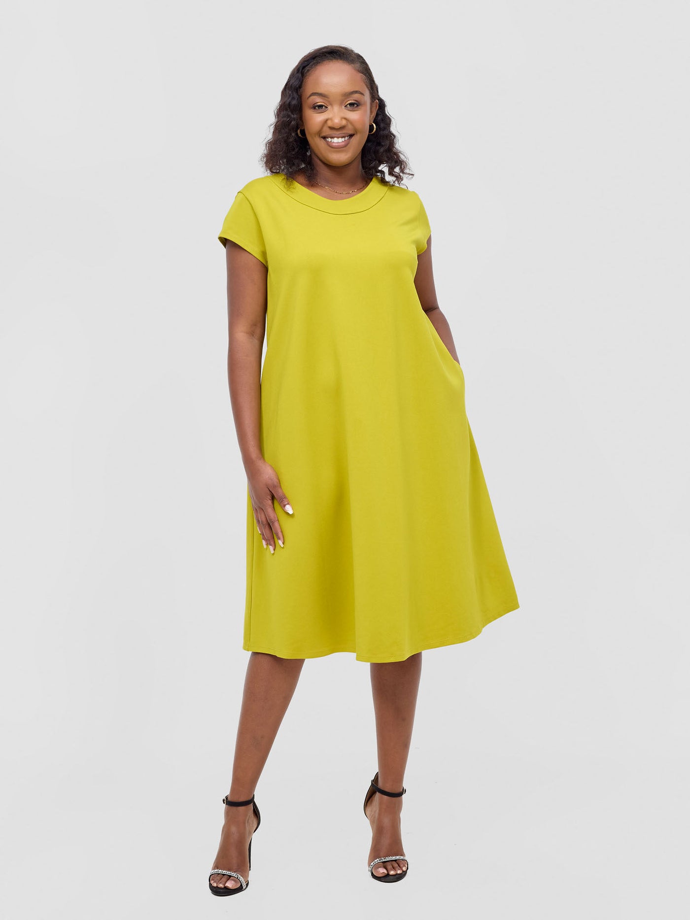 Vivo Jema Cap Sleeve Tent Dress - Olive