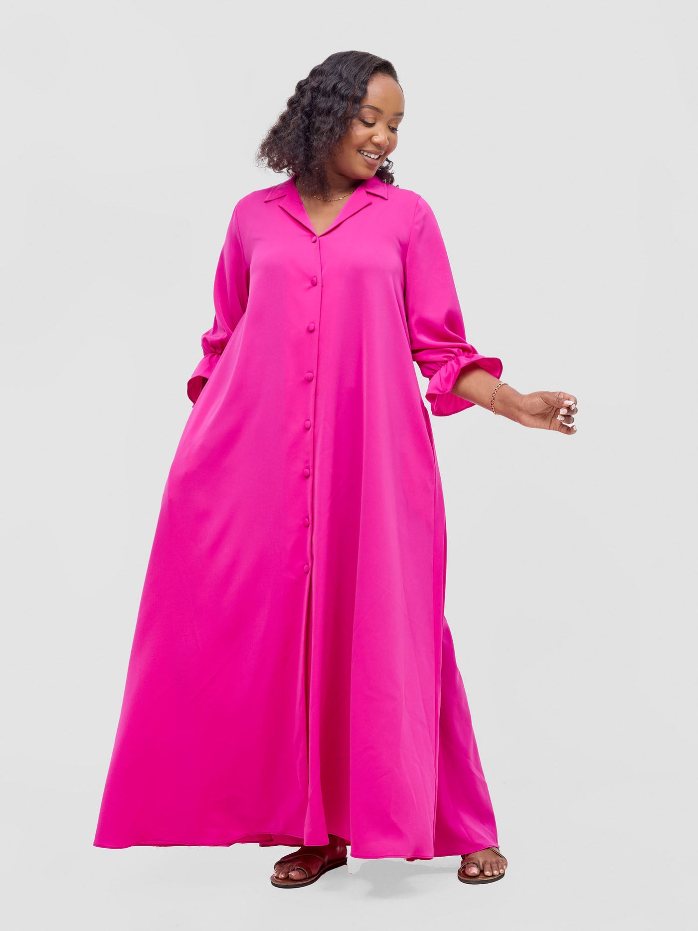 Hadiya Flounce Sleeve Maxi - Pink