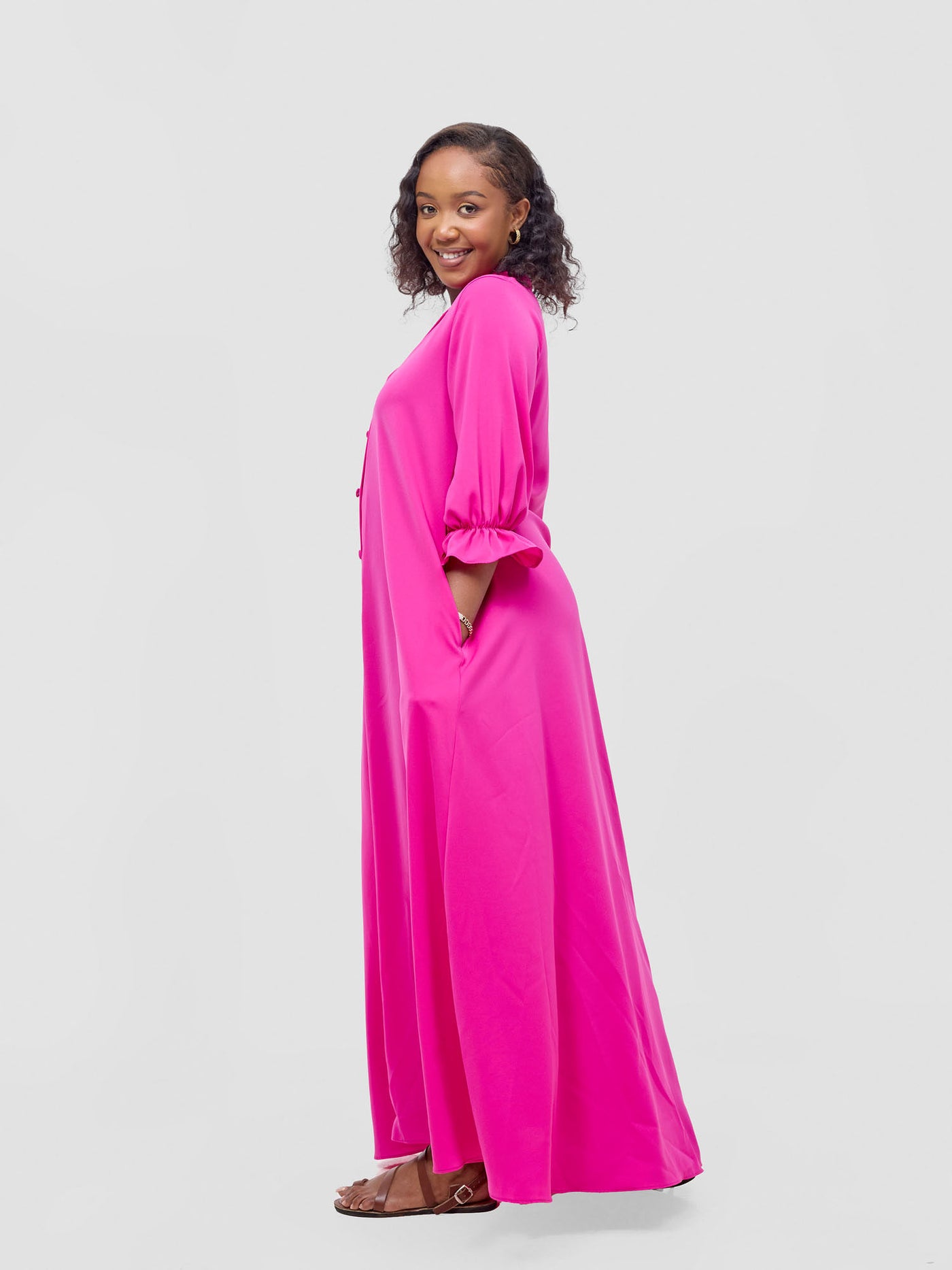 Hadiya Flounce Sleeve Maxi - Pink