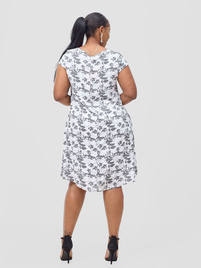 Sierra Cap Sleeve Tent Chiffon Dress - Grey / White Print