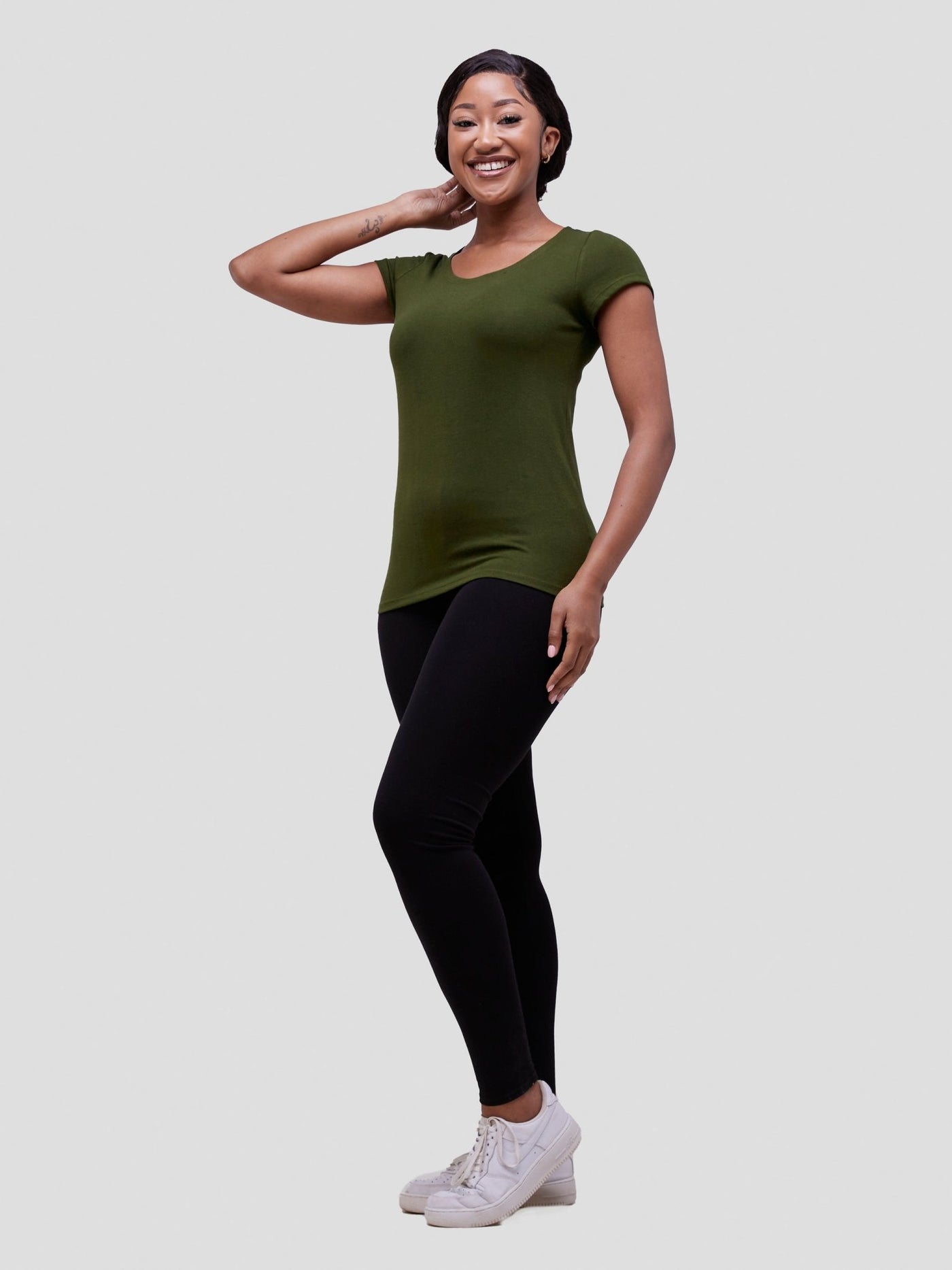 Vivo Basic Val Cap Sleeve Top - Hunters Green - Shopzetu