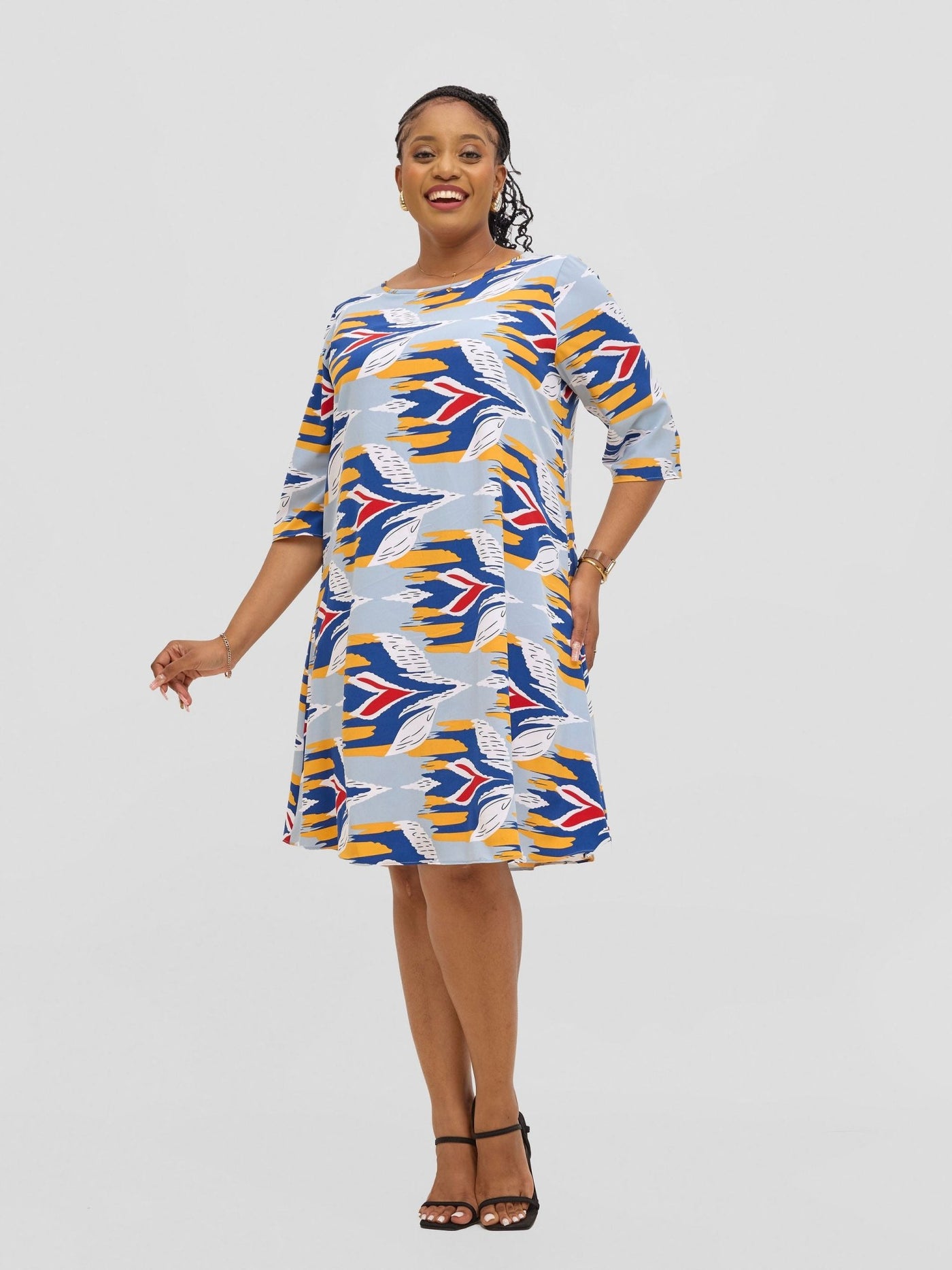 Vivo Ayo Tent Dress - Blue / Red Print - Shopzetu