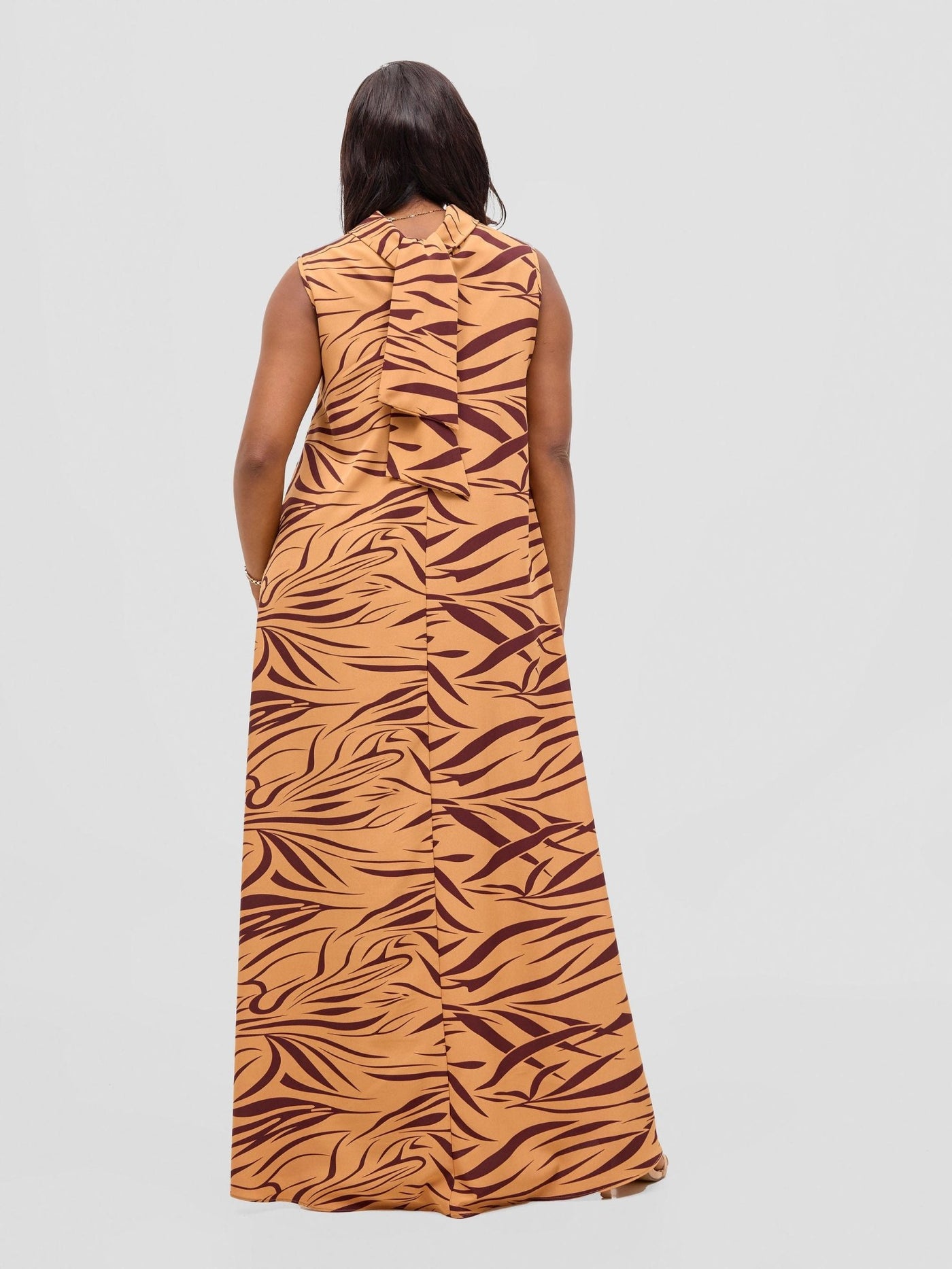 Vivo Bissa Reversible Maxi Dress - Brown / Rust Print - Shopzetu