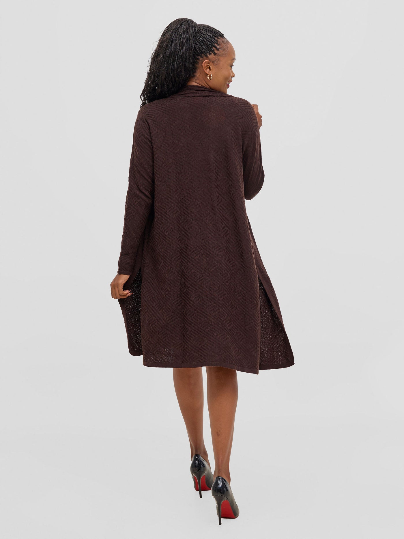 Vivo Side Slit Midi Waterfall - Chocolate Brown