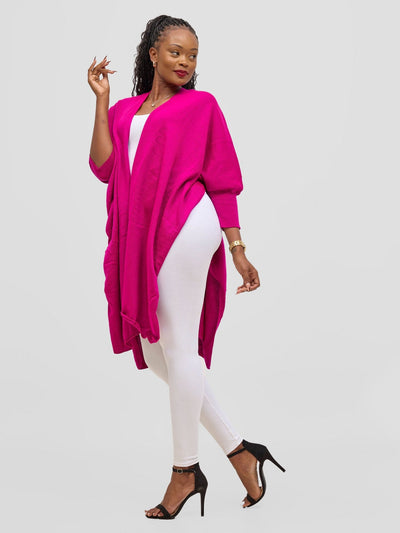 Vivo Cuffed Wrap Poncho - Fuchsia - Shopzetu