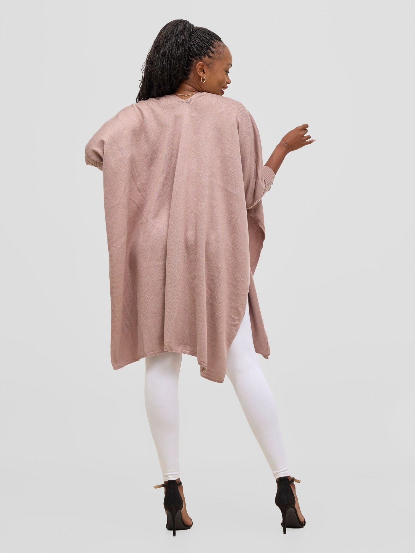 Vivo Cuffed Wrap Poncho - Light Taupe - Shopzetu