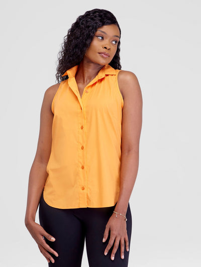 Safari Kamari Halter Shirt - Orange - Shopzetu