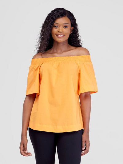 Safari Zene Off Shoulder Top - Orange - Shopzetu