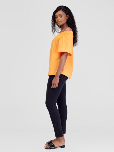 Safari Zene Off Shoulder Top - Orange - Shopzetu