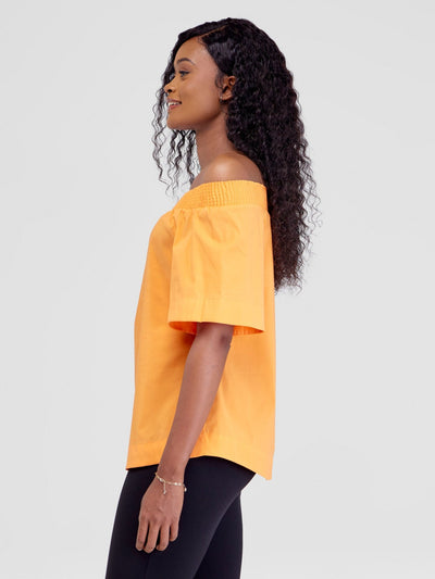 Safari Zene Off Shoulder Top - Orange - Shopzetu