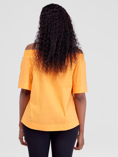 Safari Zene Off Shoulder Top - Orange - Shopzetu