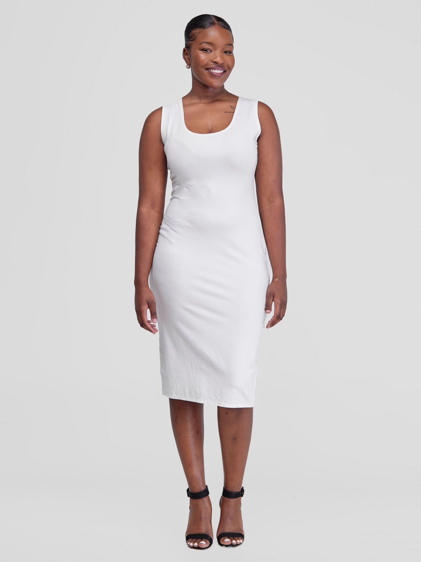 Vivo Basic Bodycon Dress - Off White - Shopzetu