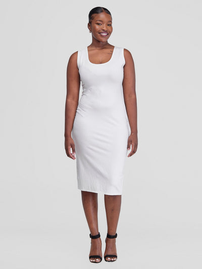 Vivo Basic Bodycon Dress - Off White - Shopzetu