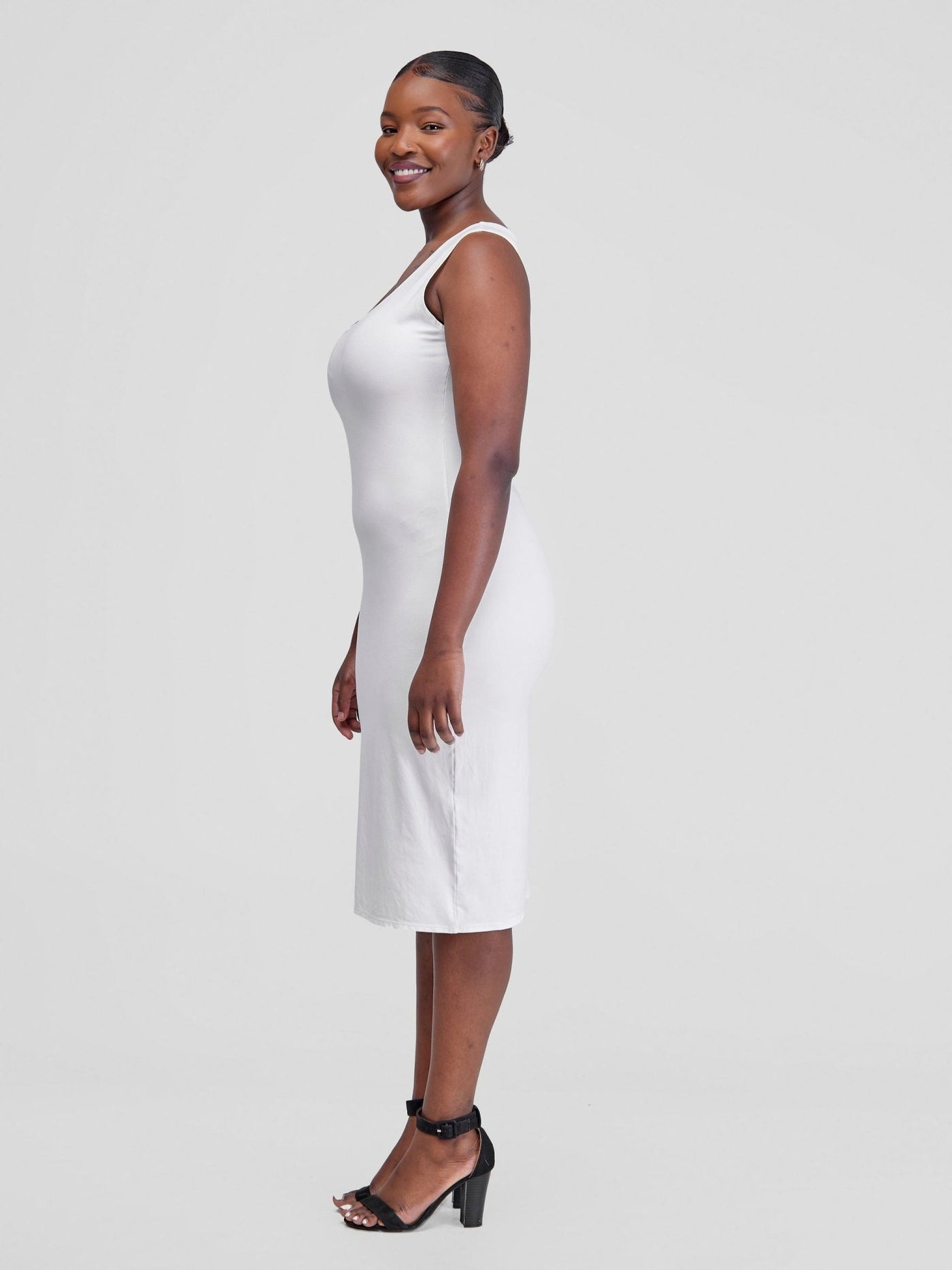 Vivo Basic Bodycon Dress - Off White - Shopzetu