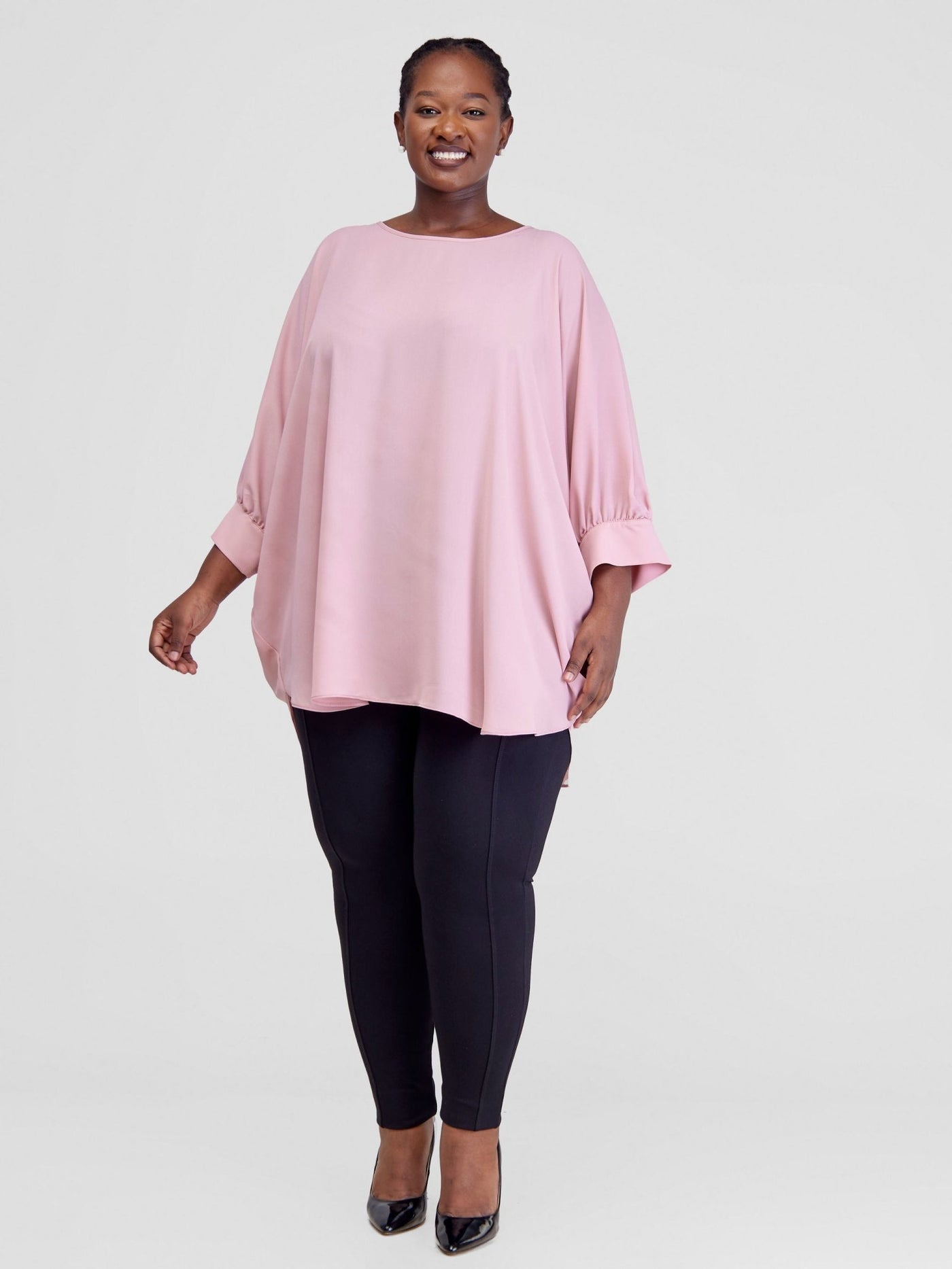 Vivo Mistari Gathered Sleeve Top - Dark Pink - Shopzetu