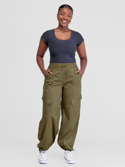 Safari Kamari Wide Leg Pants - Hunters Green - Shopzetu