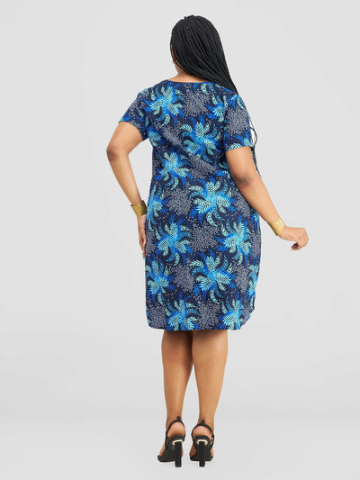 Ankara Dress - Floral Blue - Shopzetu