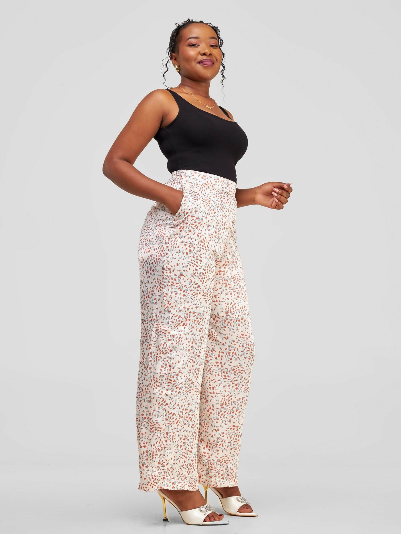 Tuli Leleda Palazzo Pants - Off White Print - Shopzetu