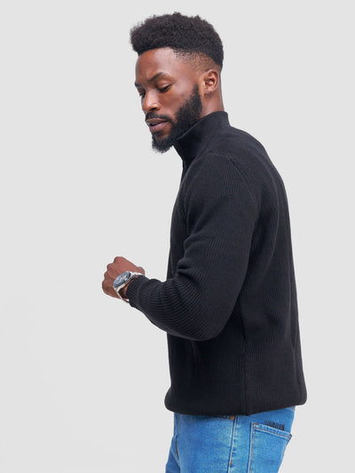 Anel's Knitwear Zetu Men's Half Zipped Sweater - Black - Shopzetu