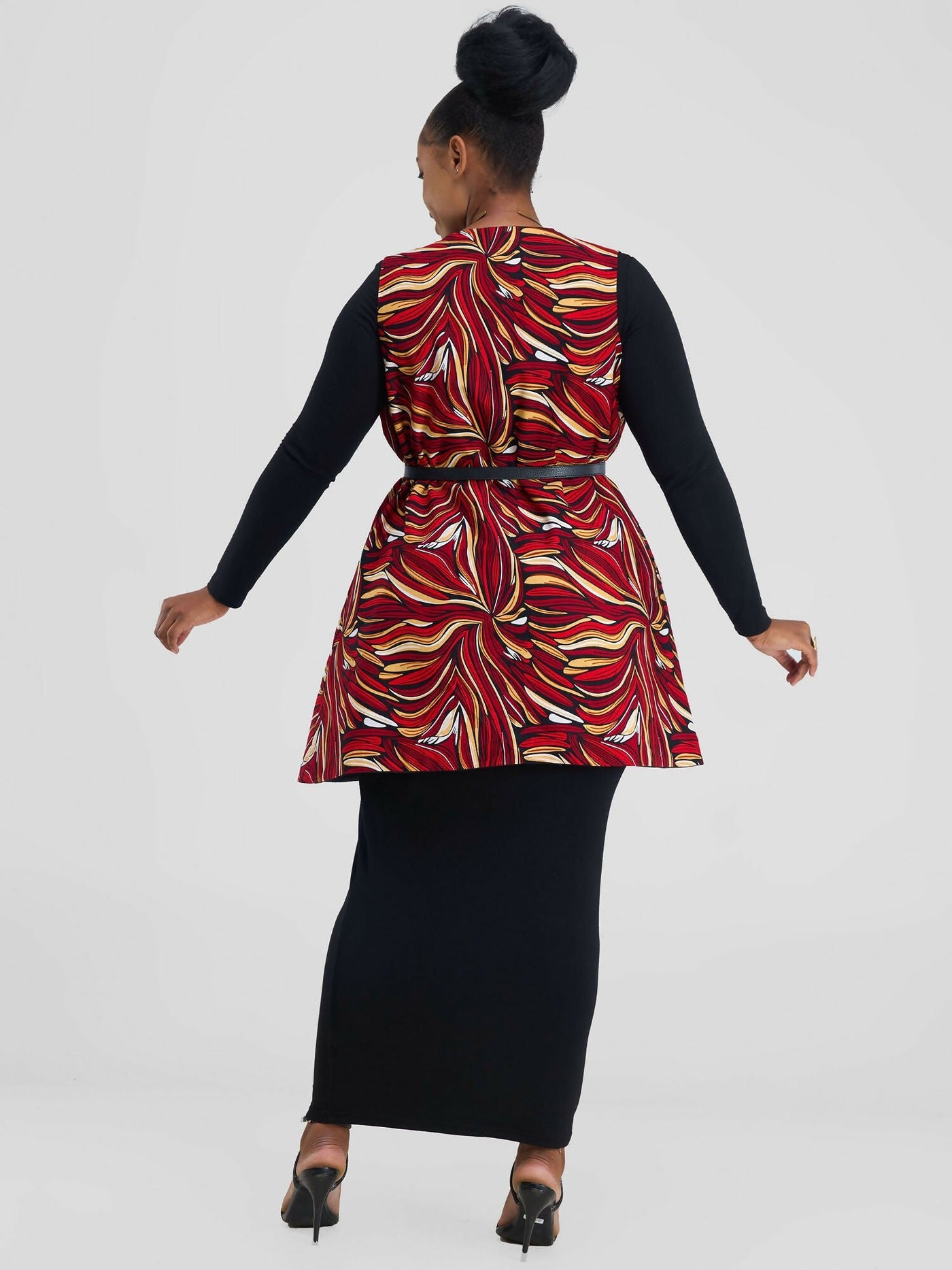 Caverroh Mwangush Waterfall Jacket - Red / Yellow Print - Shopzetu