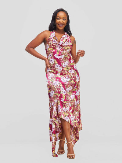 Stella Customized Kenya Backless Dress - Ankara Print - Shopzetu