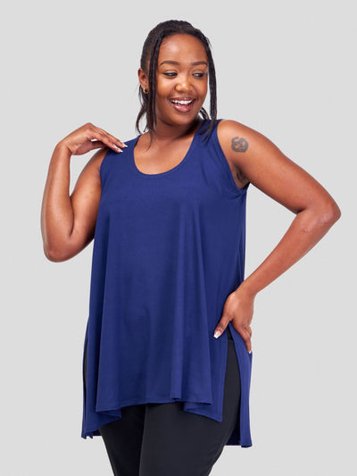 Vivo Amara Sleeveless High Low Top - Navy - Shopzetu