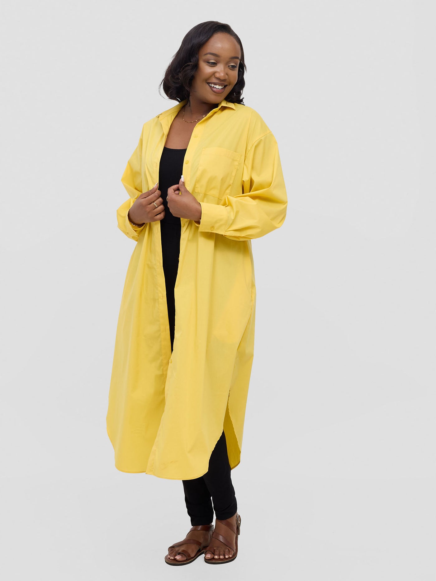 Safari Mansi Bishop Sleeve Shacket - Mustard