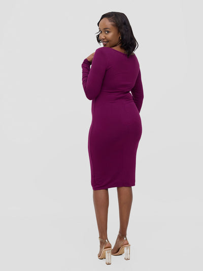 Basic Long Sleeved Double Layered Bodycon - Burgundy