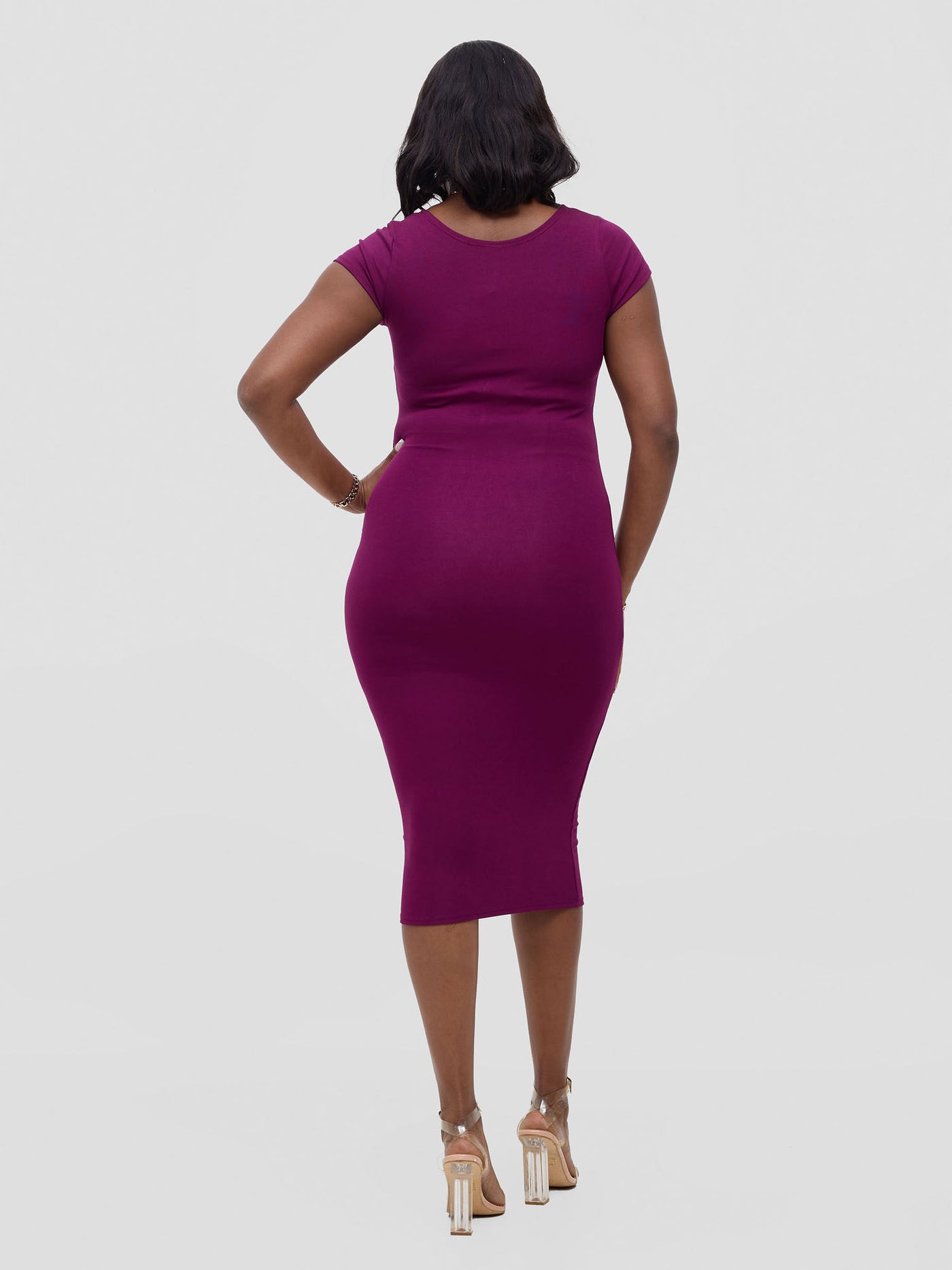 Basic Cap Sleeved Leila Dress - Burgundy