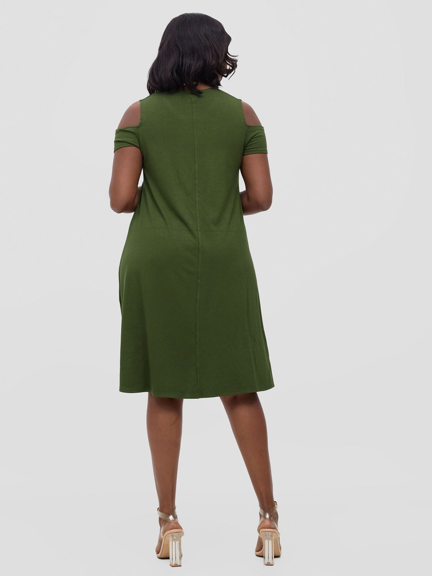 Lamu Knee Length Cold Shoulder Dress - Hunters Green