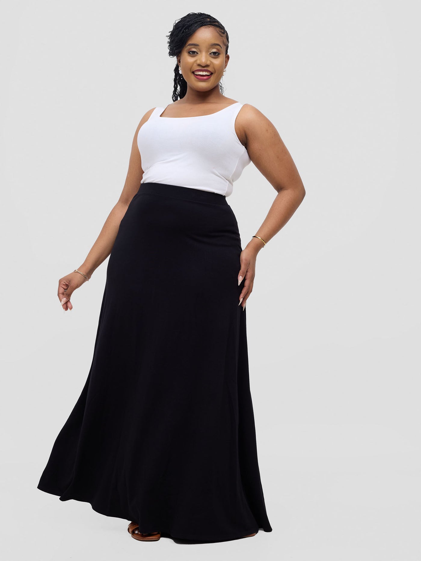 Basic A-line Maxi Skirt - Black