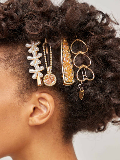 Lizola Ivy 4 Set Hair Clips - Gold - Shopzetu