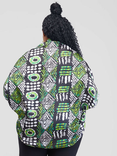 Adire Bomber Shawl - Green