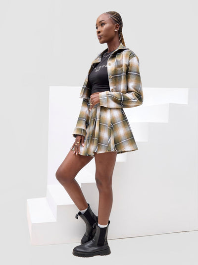 Zoya X Metamorphisized 143 Pleated Flannel Mini Skirt - Hunters Plaid - Shopzetu