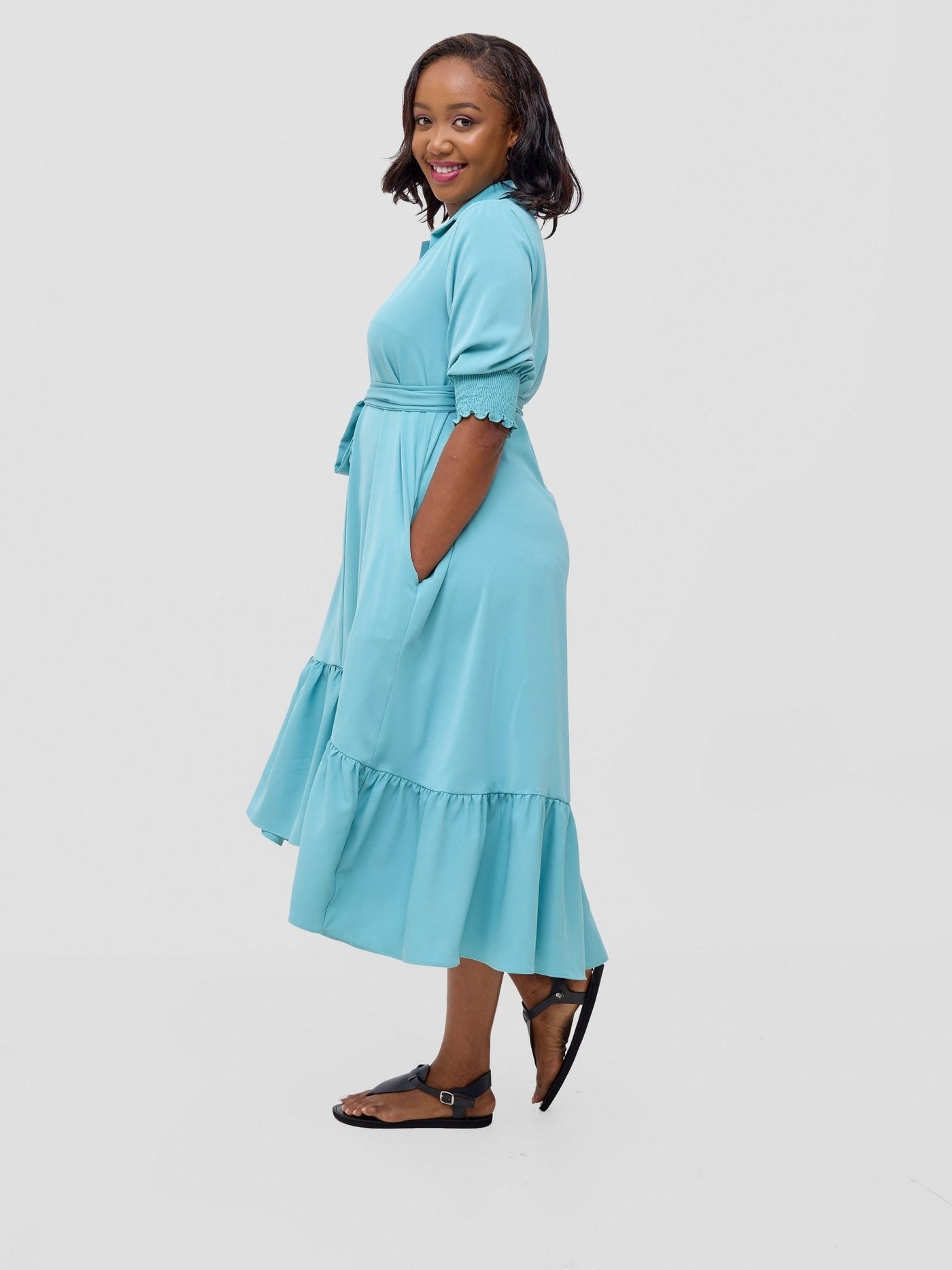 Vivo Serwa Flounce Dress - Mint - Shopzetu