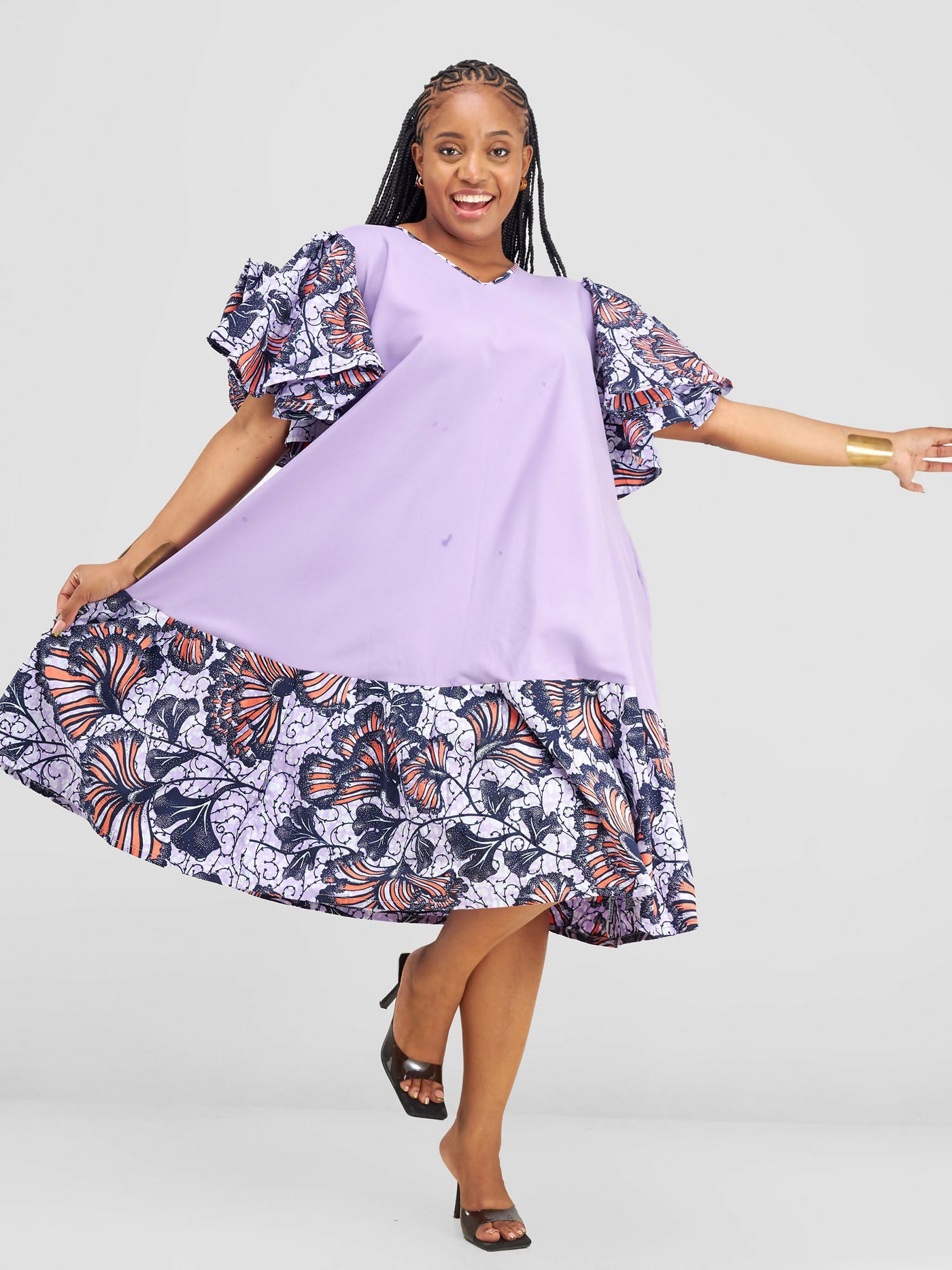 Afafla Oasis Flared Lilac Dress - Lilac