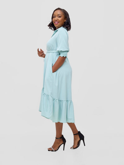 Vivo Serwa Flounce Dress - Sea Green - Shopzetu