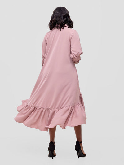 Vivo Serwa Flounce Dress - Rose Pink - Shopzetu