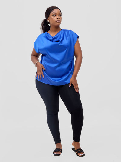 Vivo Meli Cowl Top - Royal Blue - Shopzetu