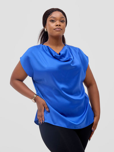 Vivo Meli Cowl Top - Royal Blue - Shopzetu