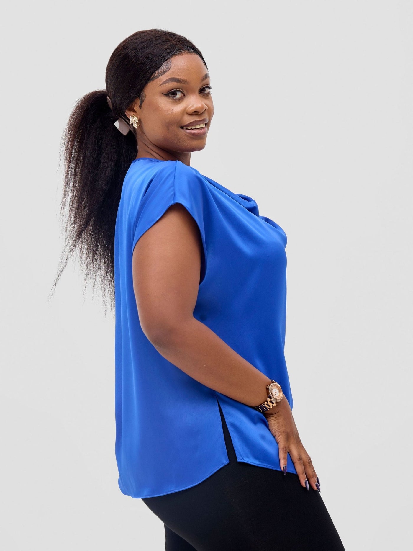 Vivo Meli Cowl Top - Royal Blue - Shopzetu