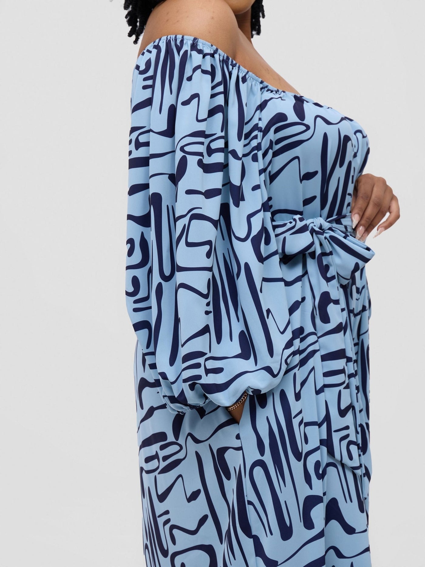 Vivo Serwa Wide Leg Jumpsuit - Baby Blue / Navy Sera Print - Shopzetu